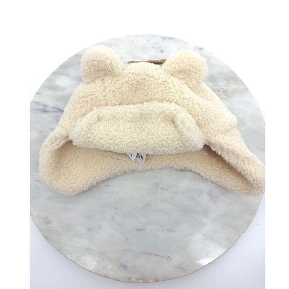 Nordstrom Baby Cream Faux Shearling Bear Ear Trapper Hat 12-24 Months NEW